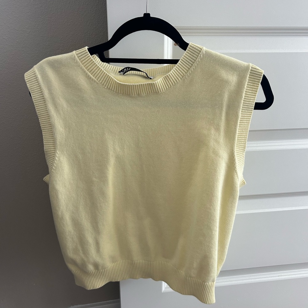 Zara Yellow Boxy Ribbed Muscle Tee